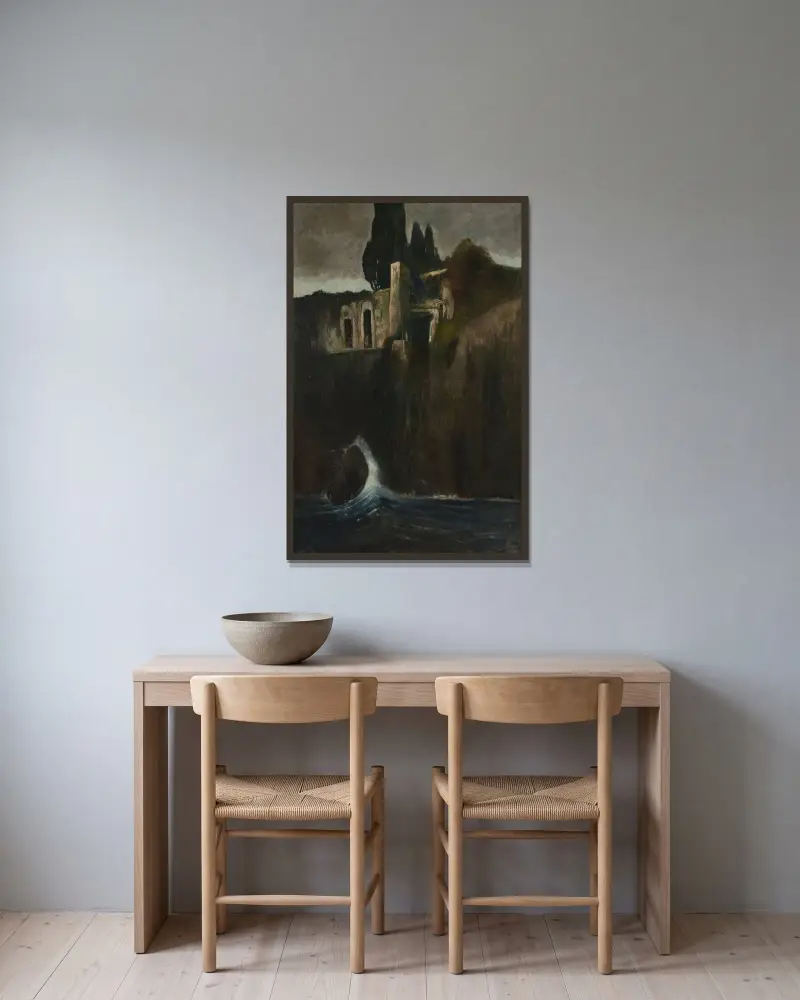 Landschaft – Nr. 1 von Arnold Böcklin gerahmt an einer Wand