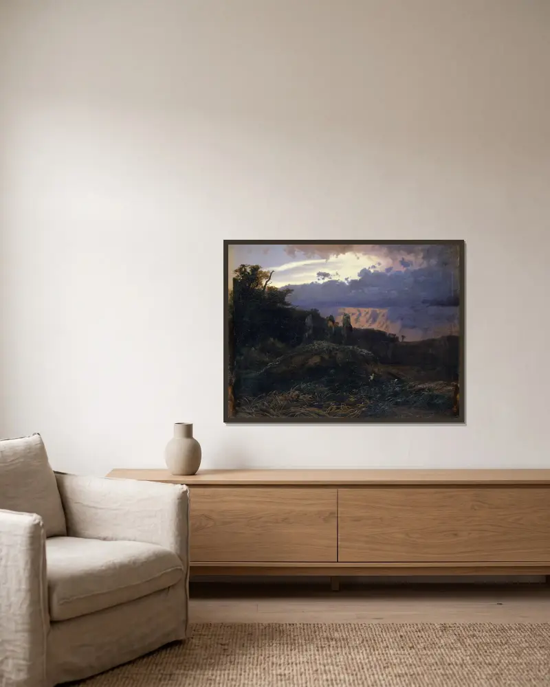 Le Dolmen, Arnold Böcklin v rámu na stěně