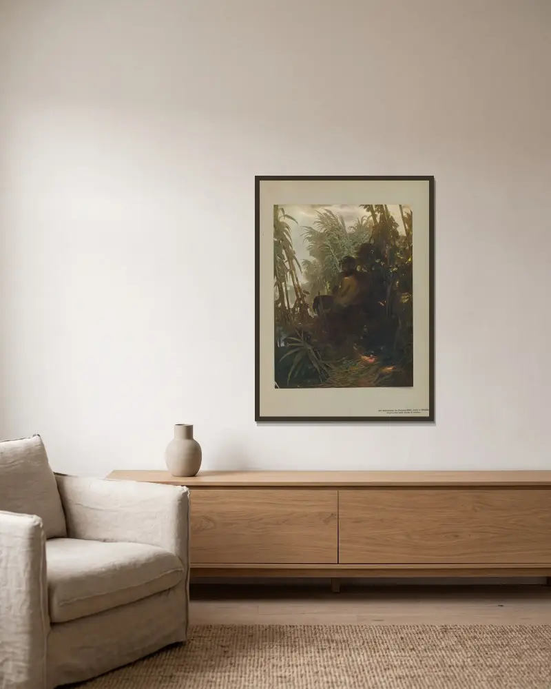 Pan i vassen av Arnold Böcklin inramad på en vägg