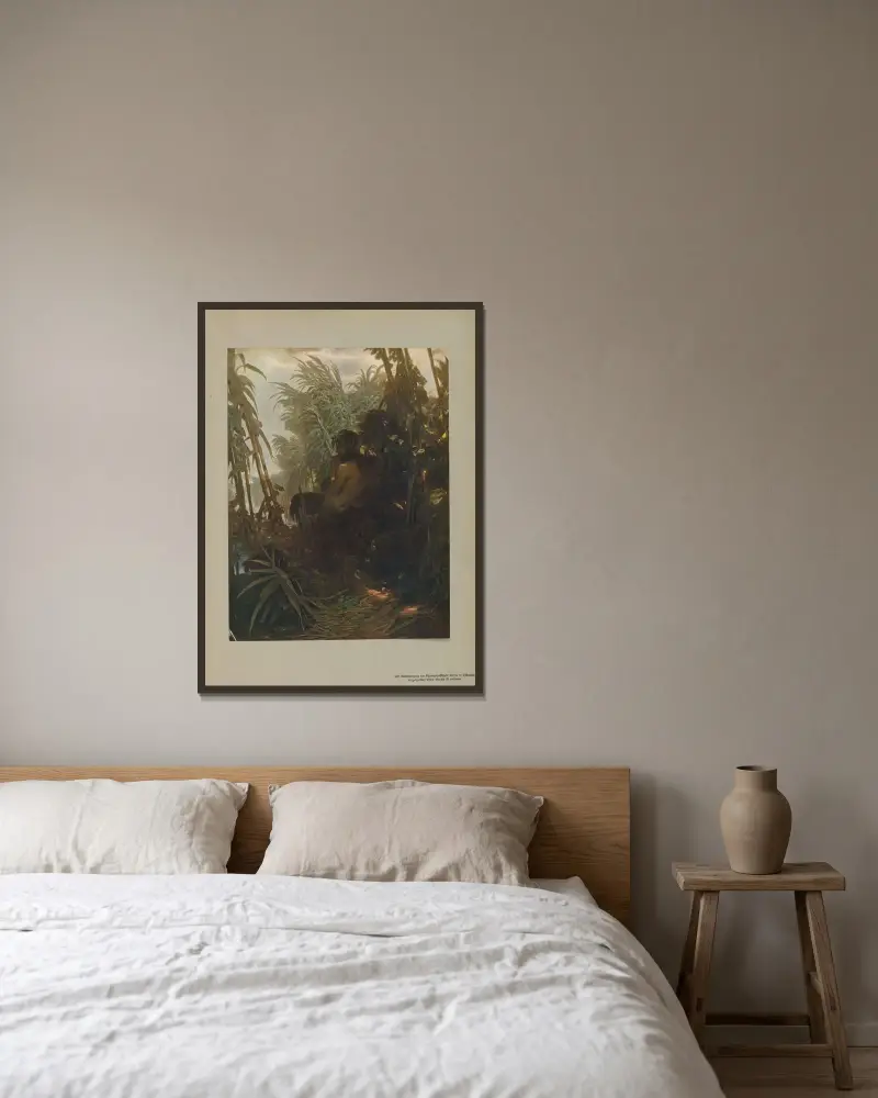 Pan i vassen av Arnold Böcklin inramad på en vägg