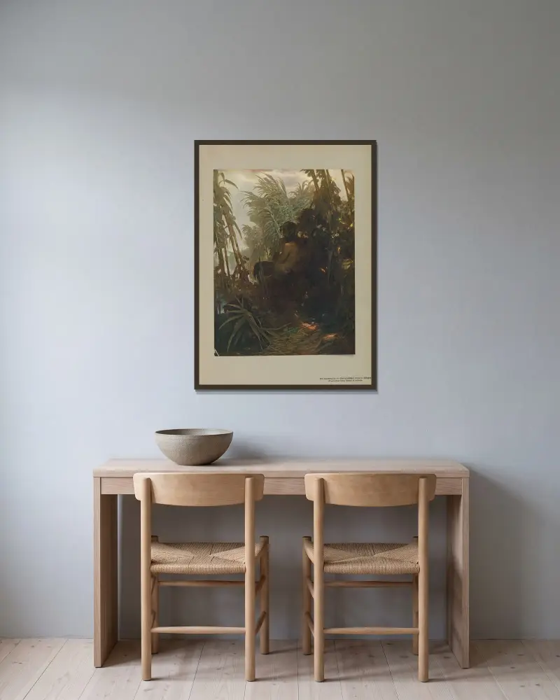 Pan i vassen av Arnold Böcklin inramad på en vägg