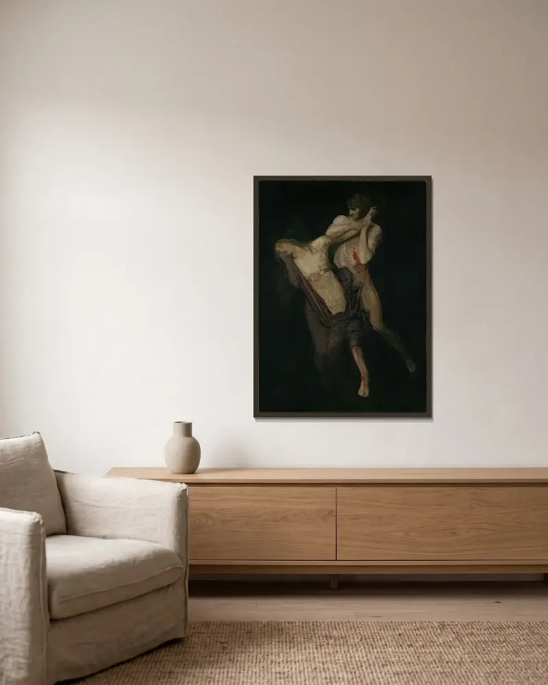 Paolo och Francesca av Arnold Böcklin inramad på en vägg