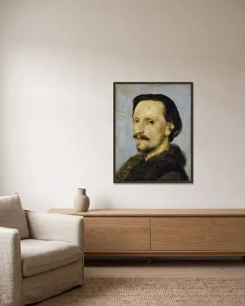 Porträtt av Adolf Bayersdorfer av Arnold Böcklin inramad på en vägg