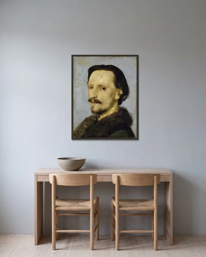 Porträtt av Adolf Bayersdorfer av Arnold Böcklin inramad på en vägg