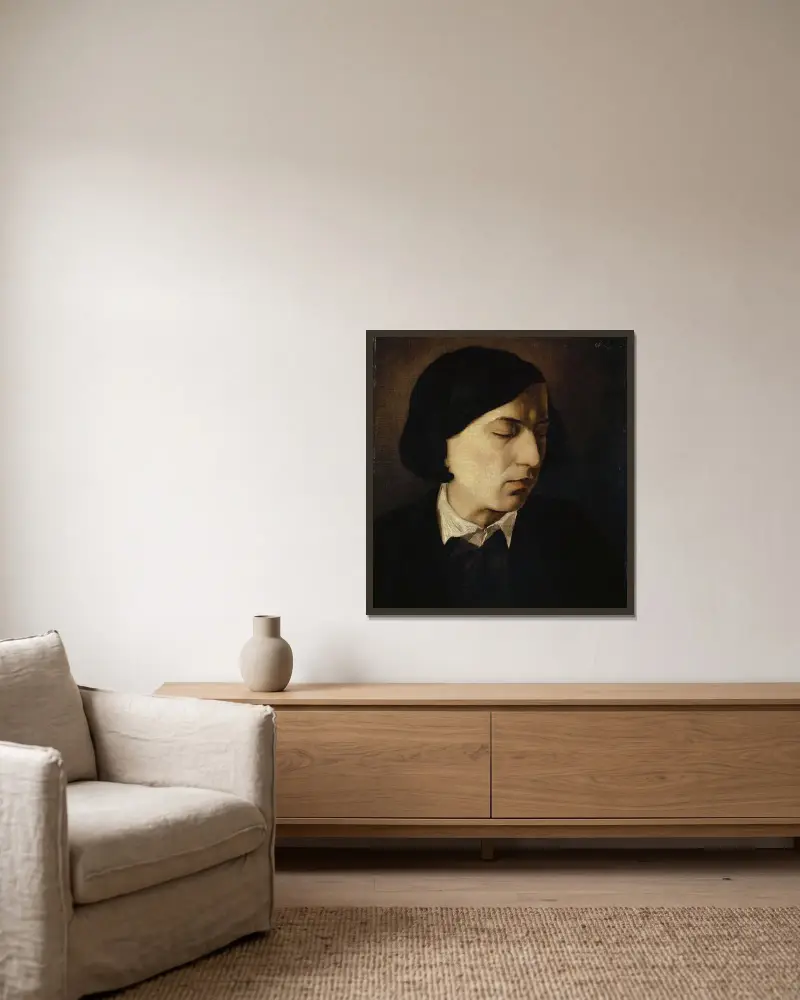 Portrait Of Alexander Michelis av Arnold Böcklin inramad på en vägg