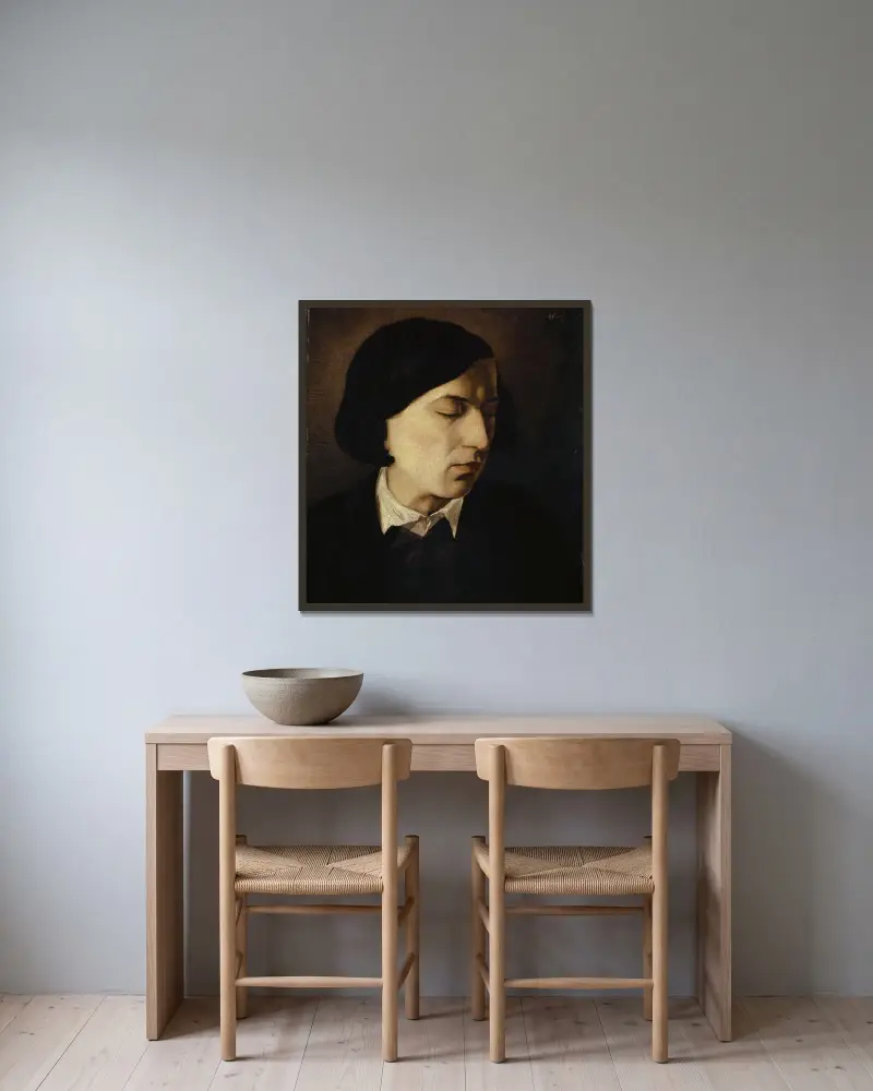 Portrait Of Alexander Michelis av Arnold Böcklin inramad på en vägg