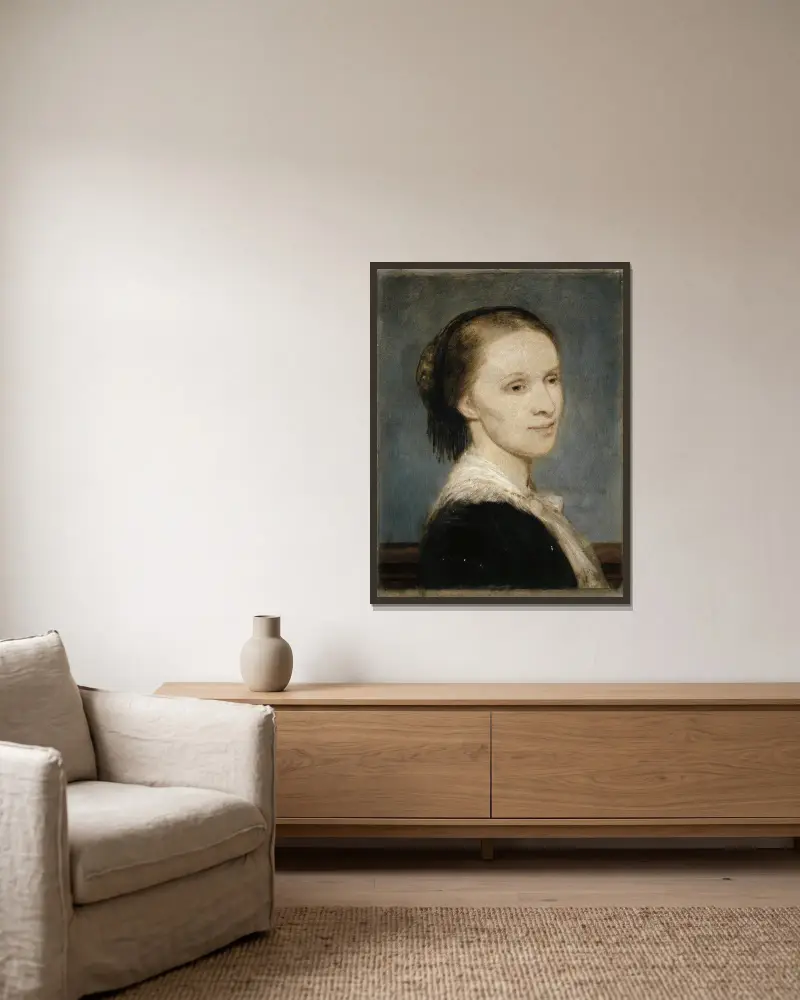 Portrait of Anna Elisabeth Burckhardt-Brenner av Arnold Böcklin inramad på en vägg