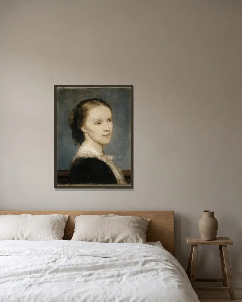 Portrait of Anna Elisabeth Burckhardt-Brenner av Arnold Böcklin inramad på en vägg
