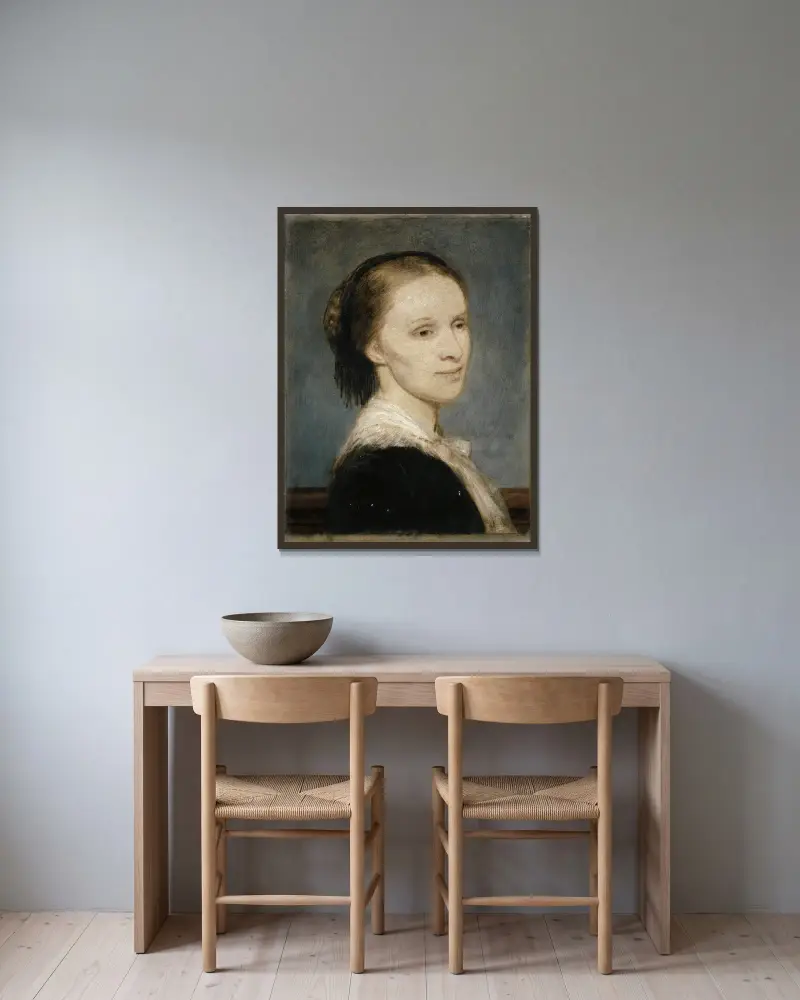 Portrait of Anna Elisabeth Burckhardt-Brenner av Arnold Böcklin inramad på en vägg
