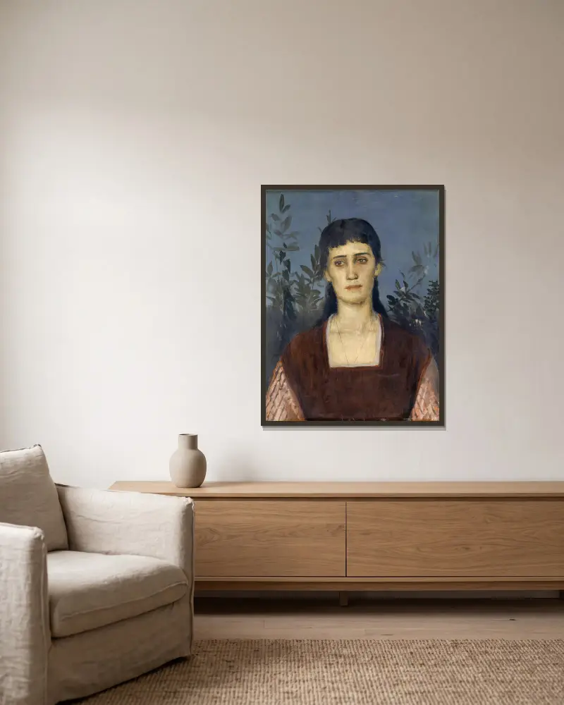 Portrait of Clara Bruckmann-Böcklin, Eldest Daughter of the Artist av Arnold Böcklin inramad på en vägg