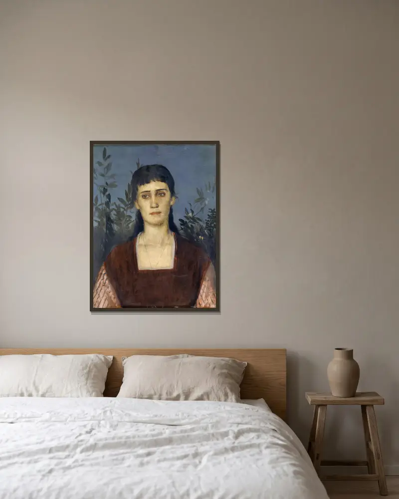 Portrait of Clara Bruckmann-Böcklin, Eldest Daughter of the Artist av Arnold Böcklin inramad på en vägg