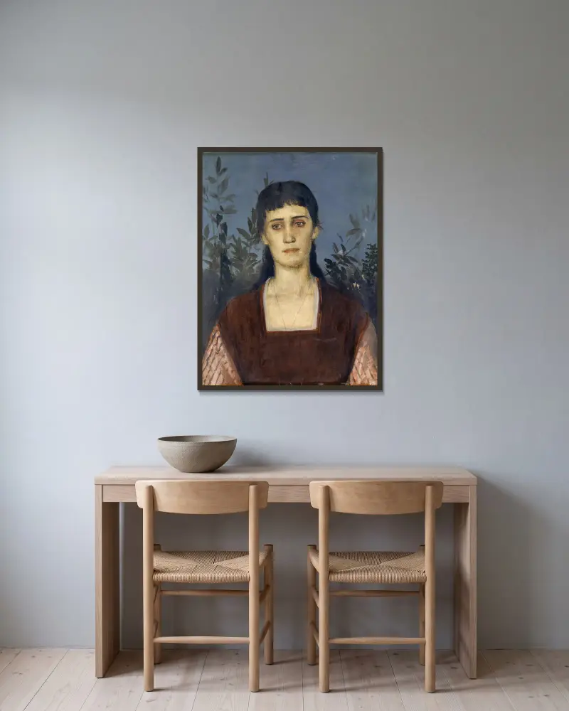 Portrait of Clara Bruckmann-Böcklin, Eldest Daughter of the Artist av Arnold Böcklin inramad på en vägg