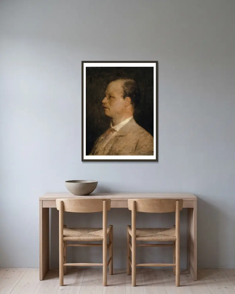 Porträtt av professor Fritz Burckhardt-Brenner av Arnold Böcklin inramad på en vägg