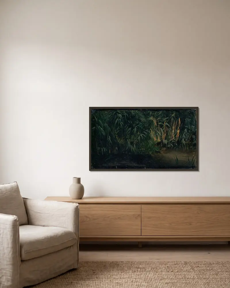 Schilf von Arnold Böcklin gerahmt an einer Wand