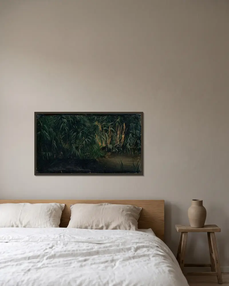 Schilf von Arnold Böcklin gerahmt an einer Wand