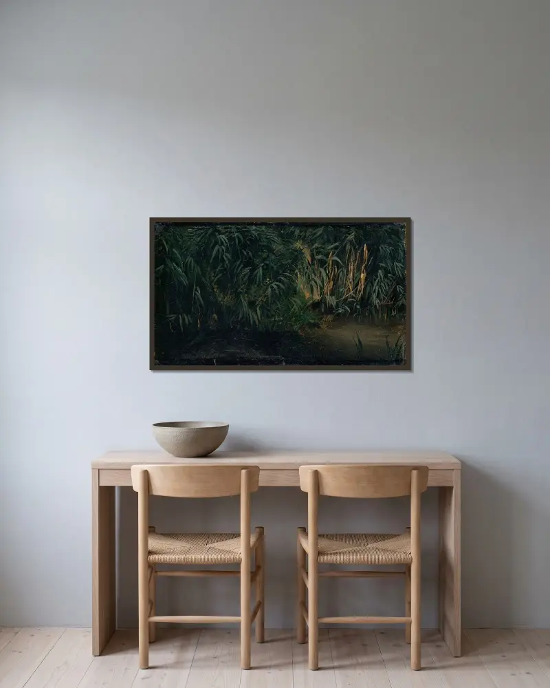 Schilf von Arnold Böcklin gerahmt an einer Wand