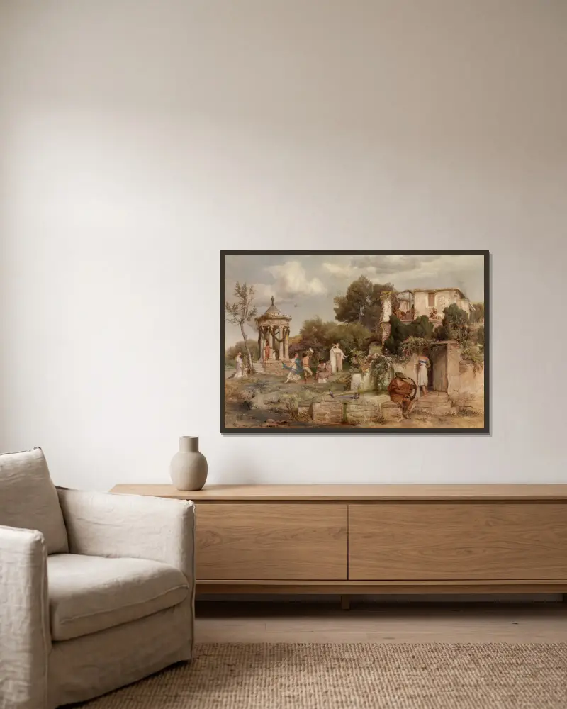 Římská vinná krčma, Arnold Böcklin v rámu na stěně