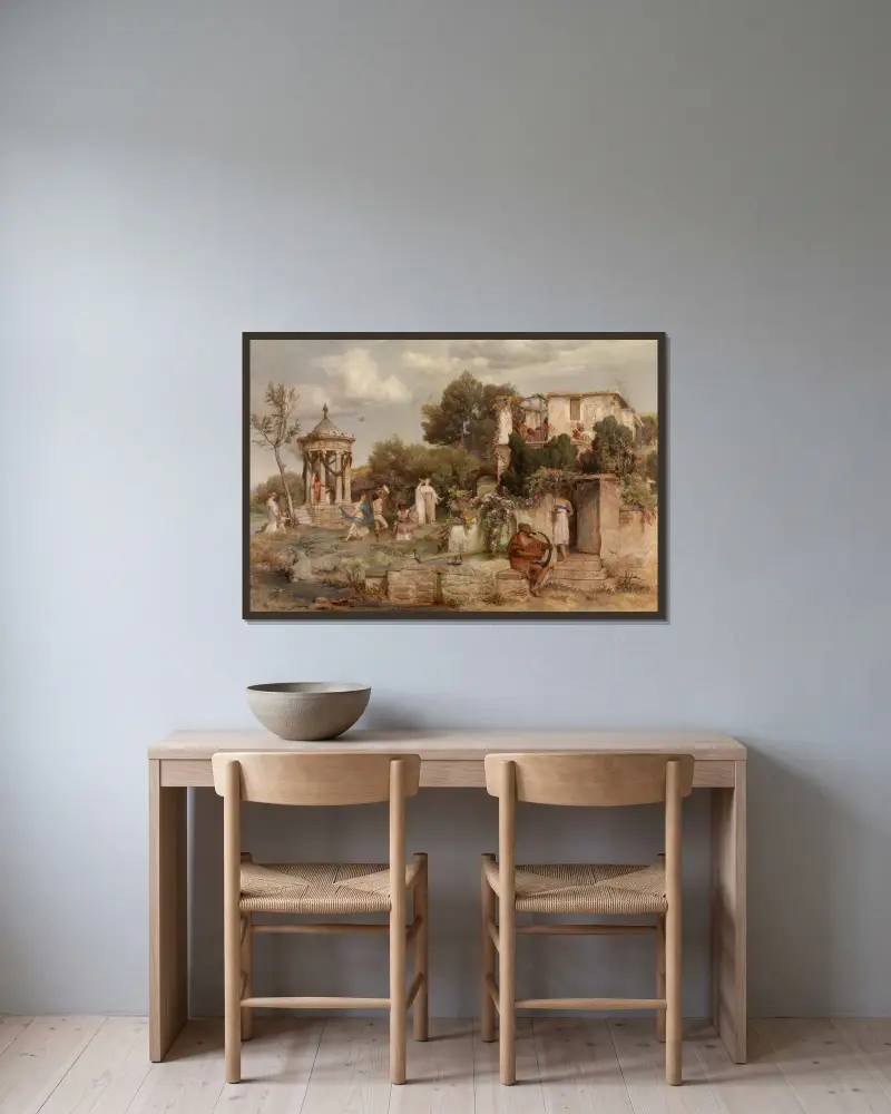 Římská vinná krčma, Arnold Böcklin v rámu na stěně