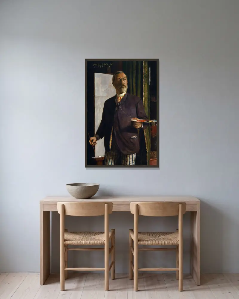 Autoportrét v ateliéru, Arnold Böcklin v rámu na stěně