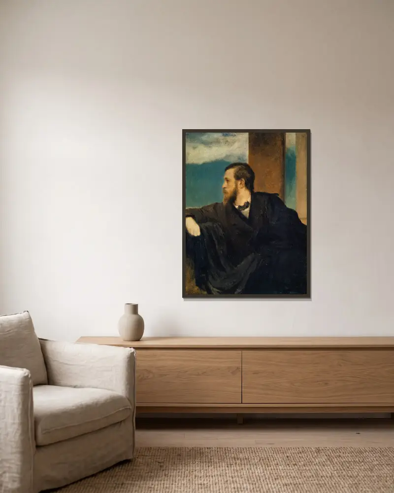 Selbstbildnis von Arnold Böcklin gerahmt an einer Wand