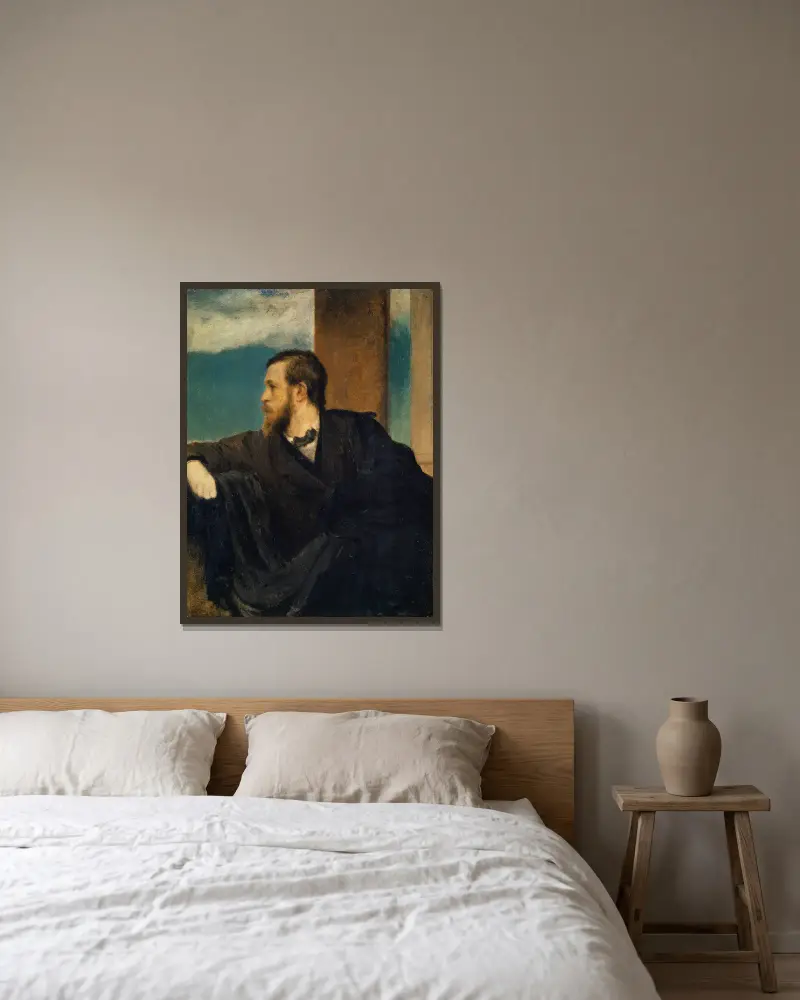 Selbstbildnis von Arnold Böcklin gerahmt an einer Wand