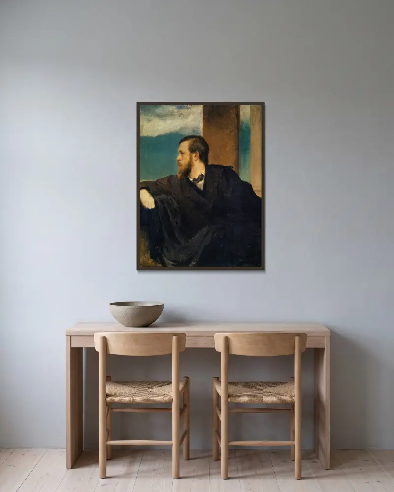 Selbstbildnis von Arnold Böcklin gerahmt an einer Wand