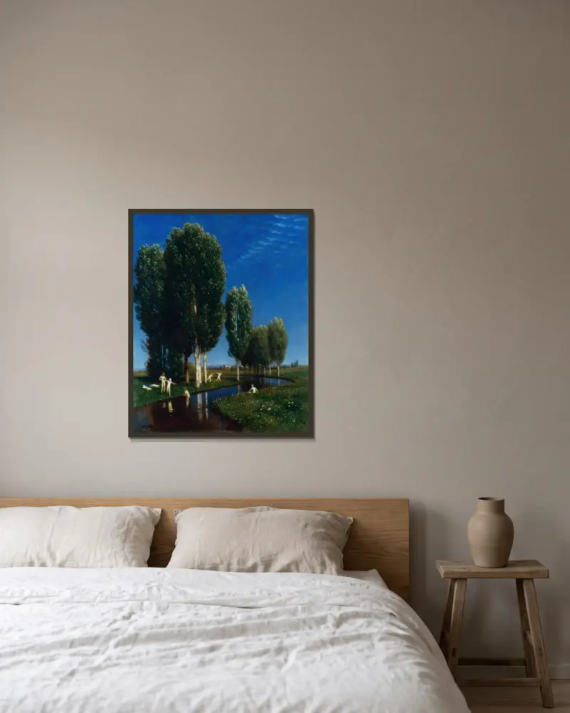 Sommertag von Arnold Böcklin gerahmt an einer Wand