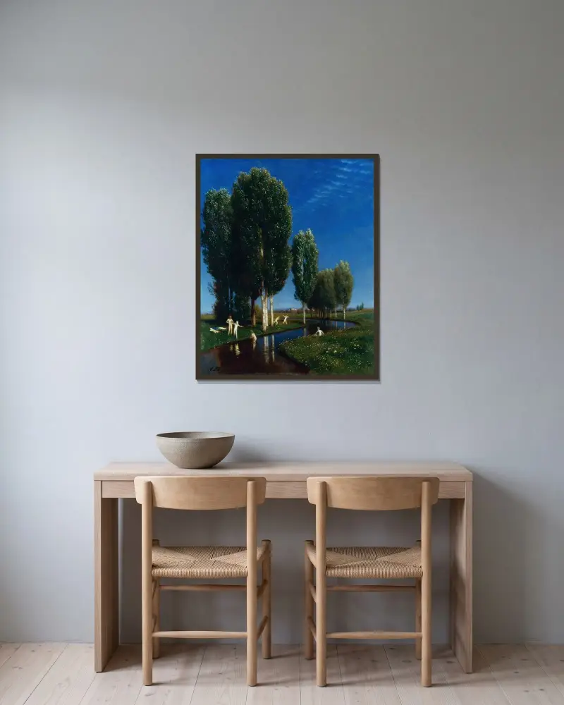 Sommertag von Arnold Böcklin gerahmt an einer Wand