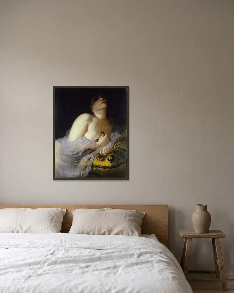 Kleopatras död av Arnold Böcklin inramad på en vägg