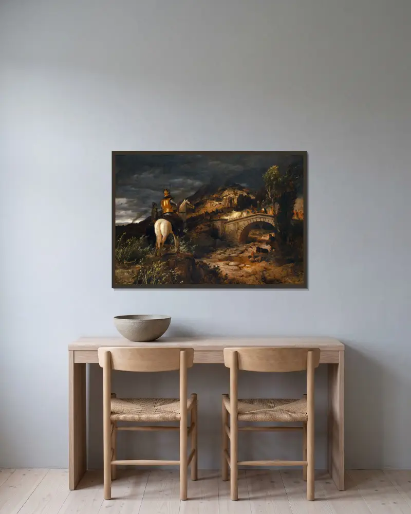 Der Marsch der Goten von Arnold Böcklin gerahmt an einer Wand