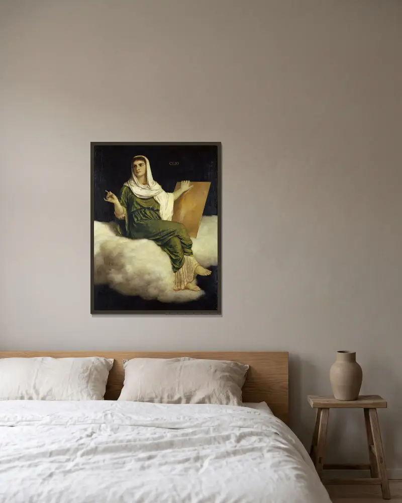Die Muse Klio von Arnold Böcklin gerahmt an einer Wand