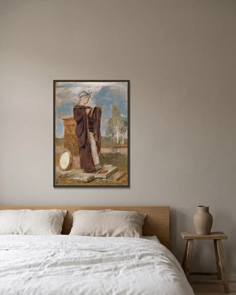 Musen Thalia av Arnold Böcklin inramad på en vägg