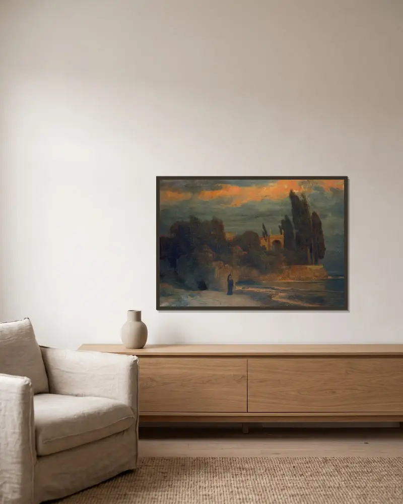 Villa am Meer von Arnold Böcklin gerahmt an einer Wand