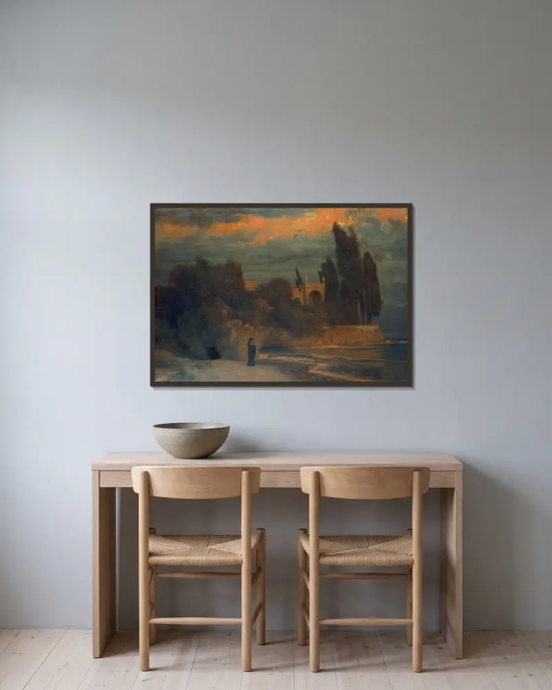 Villa am Meer von Arnold Böcklin gerahmt an einer Wand