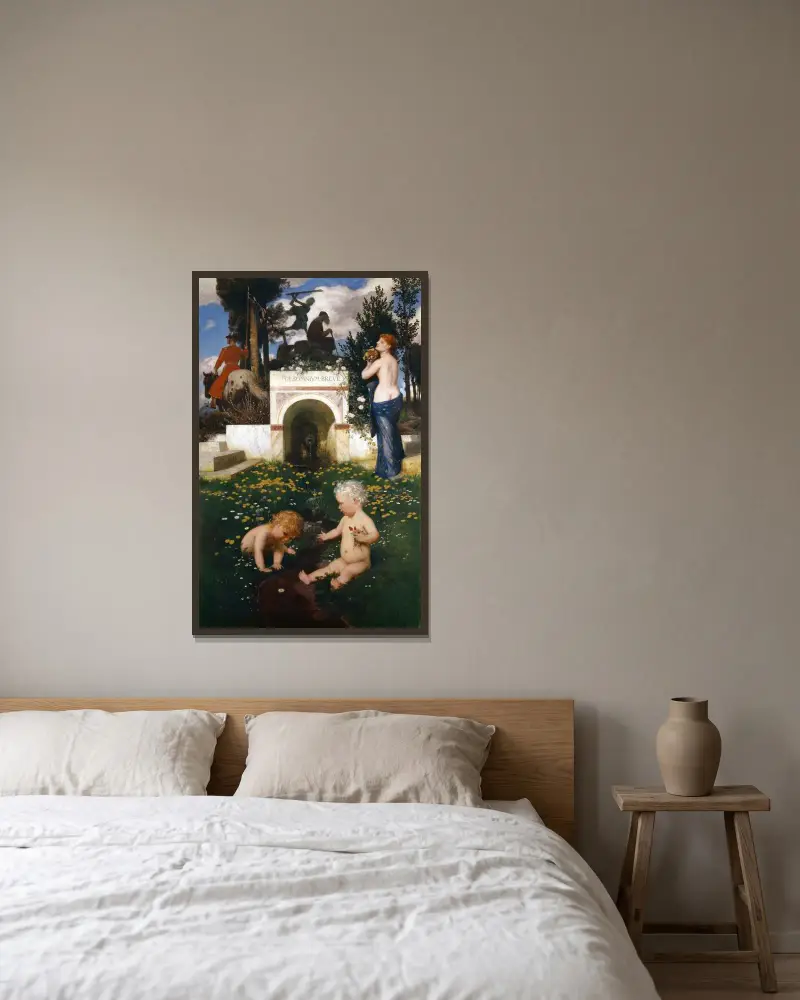 Vita somnium breve (Livet en kort dröm) av Arnold Böcklin inramad på en vägg