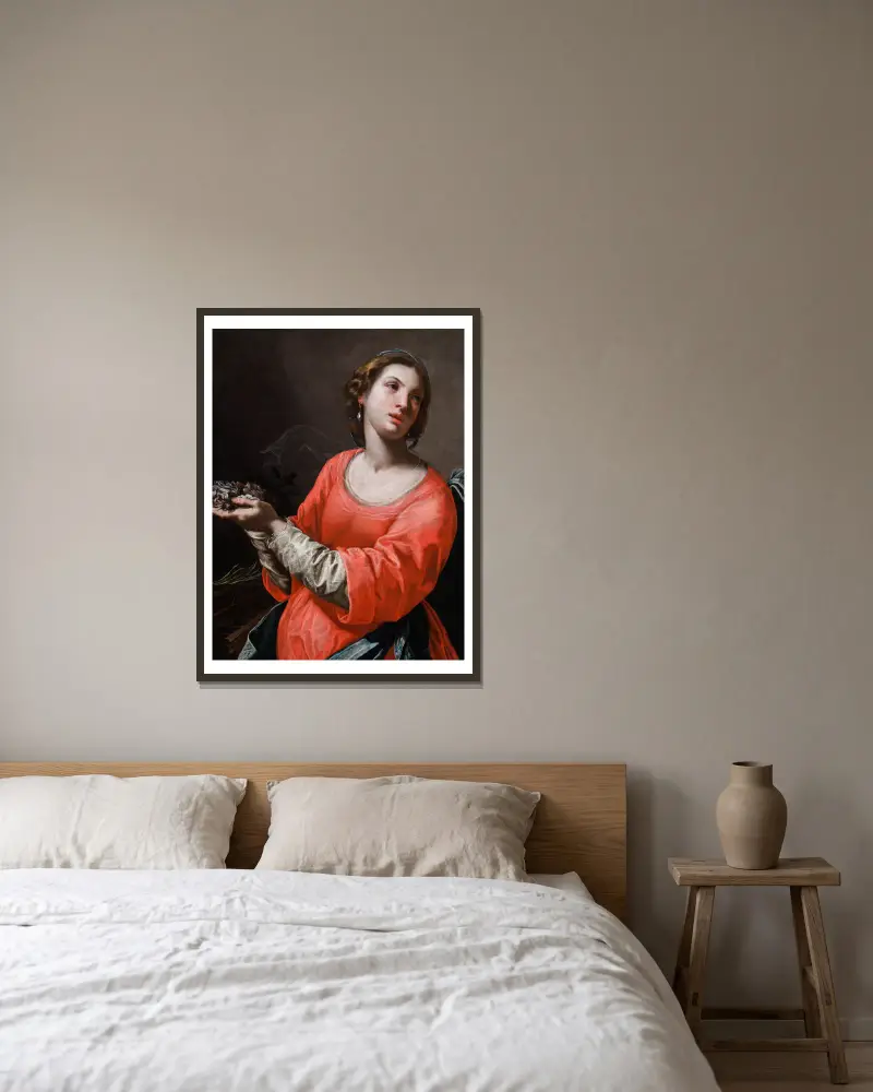 Heilige Cecilia von Artemisia Gentileschi gerahmt an einer Wand