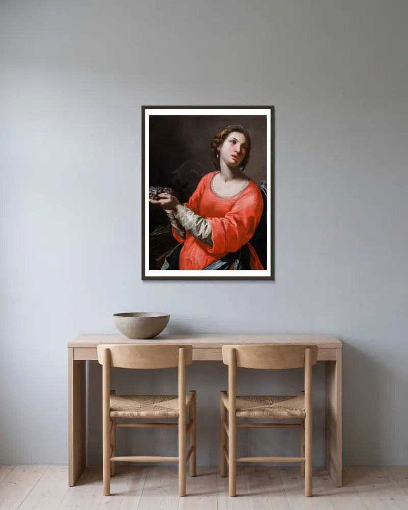 Heilige Cecilia von Artemisia Gentileschi gerahmt an einer Wand