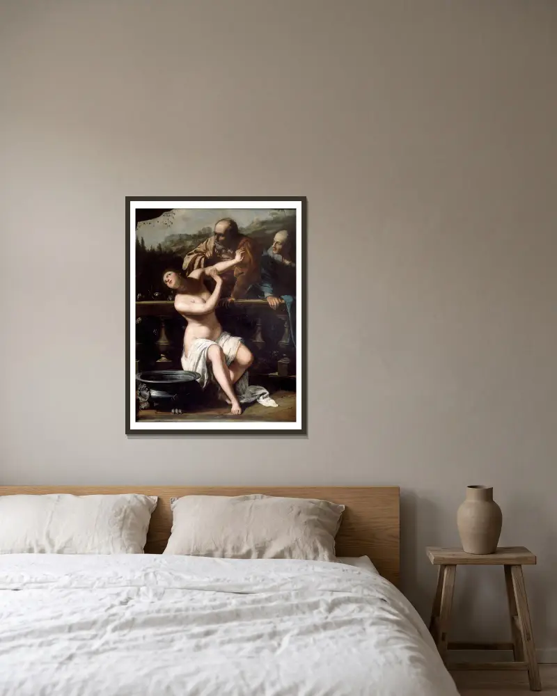 Susanna and the Elders av Artemisia Gentileschi inramad på en vägg