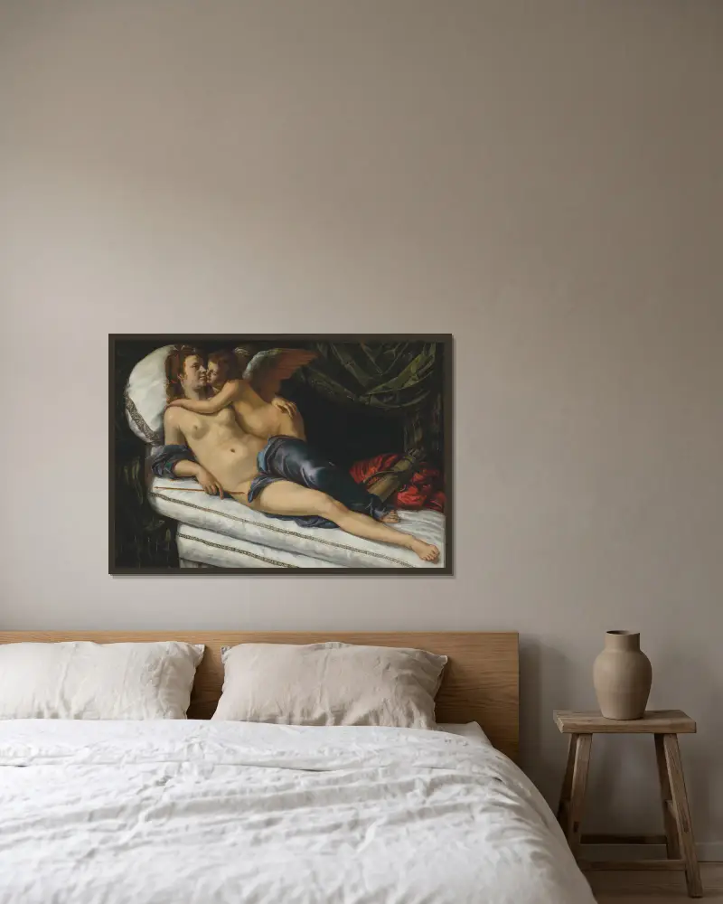 Venus and Cupid av Artemisia Gentileschi inramad på en vägg