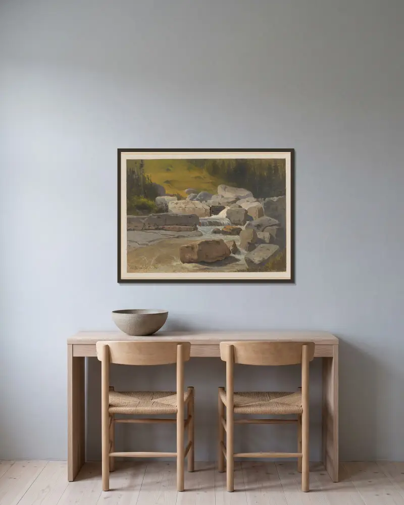 Bergbach von Arthur Blaschnik gerahmt an einer Wand