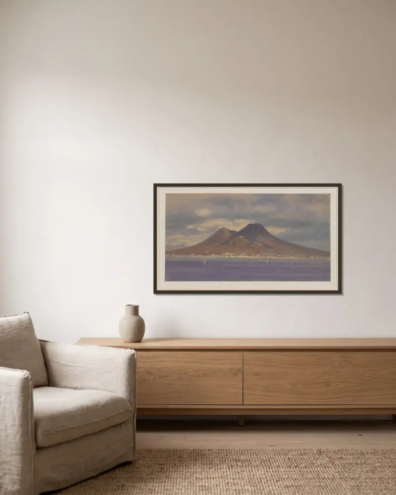 Vesuvius och Neapels hamn av Arthur Blaschnik inramad på en vägg