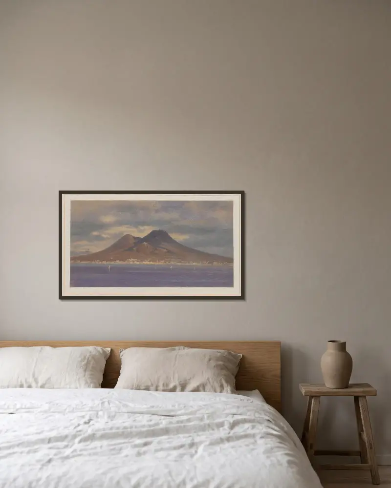 Vesuvius och Neapels hamn av Arthur Blaschnik inramad på en vägg