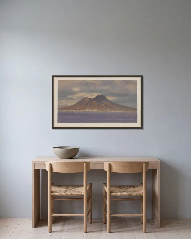 Vesuvius och Neapels hamn av Arthur Blaschnik inramad på en vägg