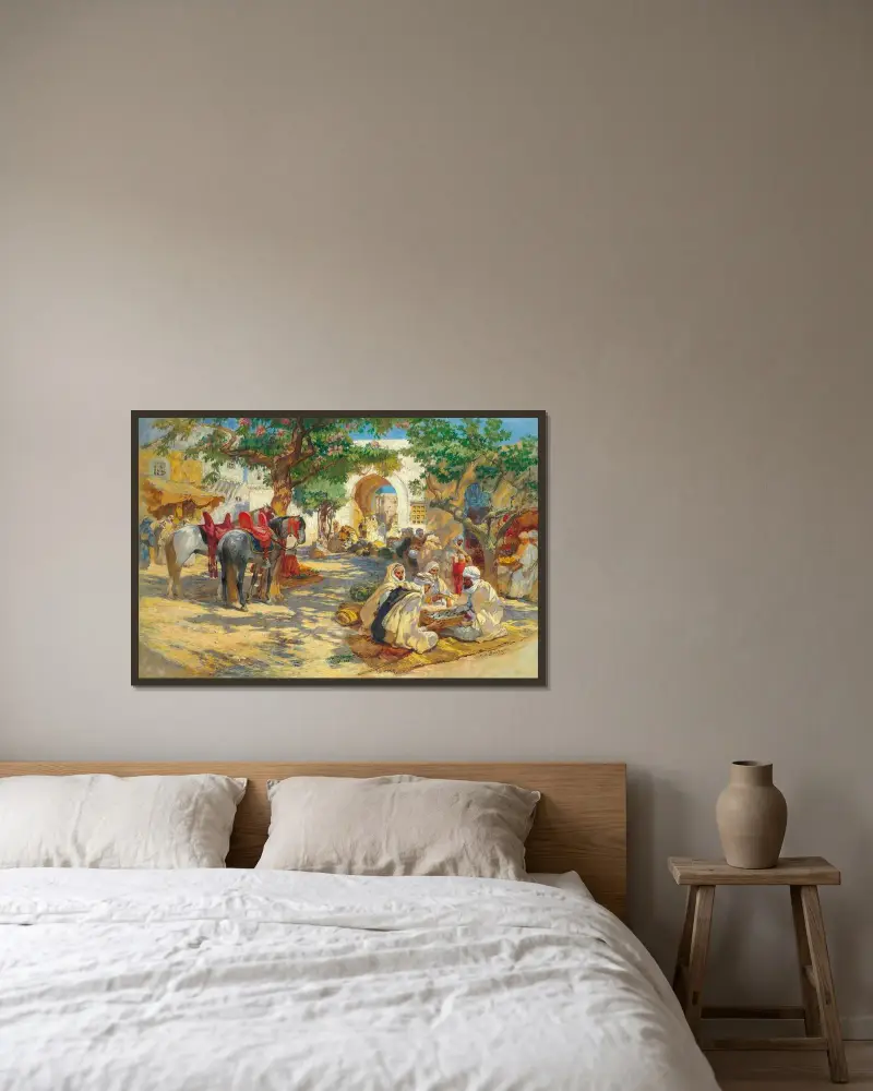Schackspelare, Biskra av Frederick Arthur Bridgman inramad på en vägg