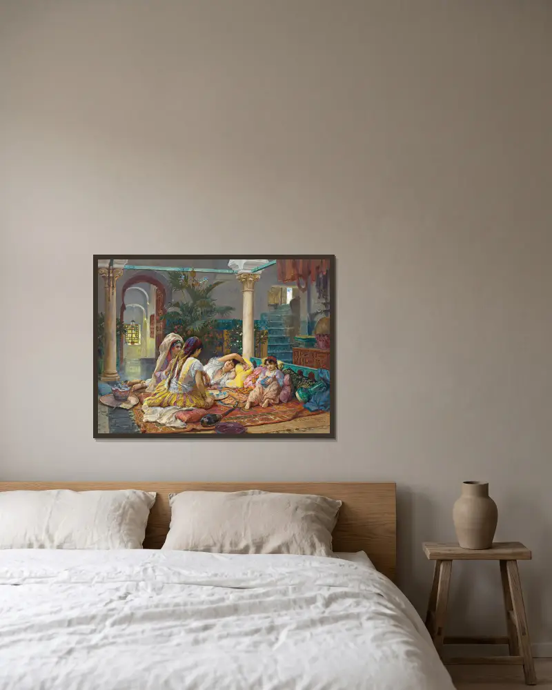 Im Harem von Frederick Arthur Bridgman gerahmt an einer Wand