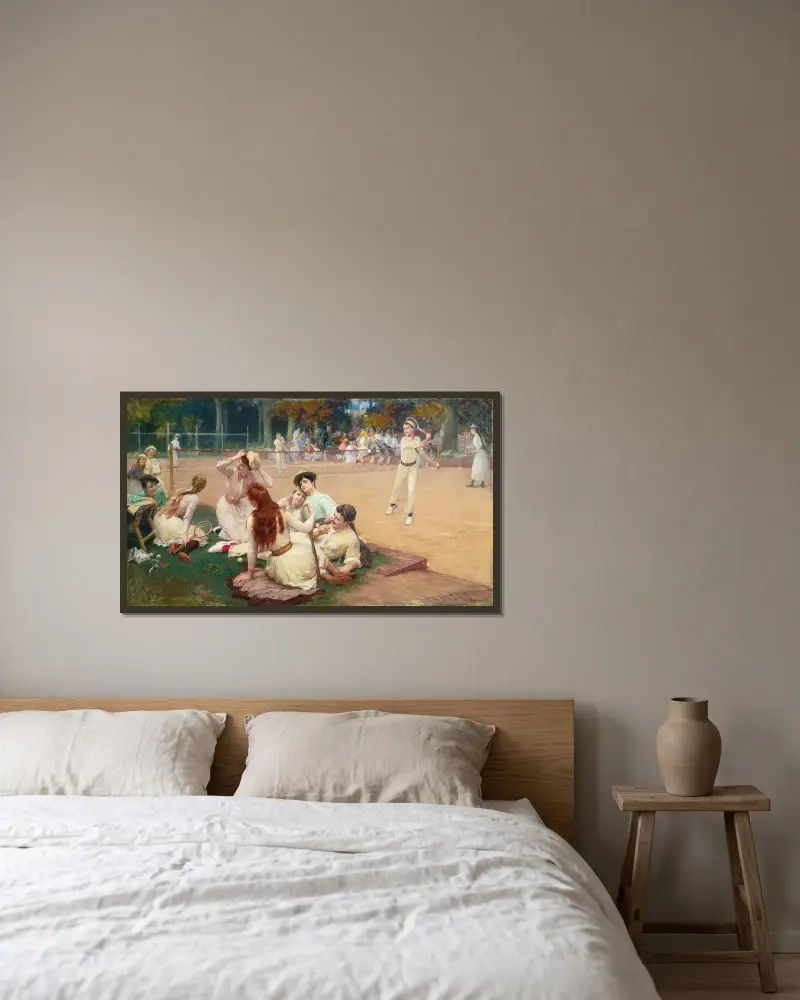 Tennisklubb av Frederick Arthur Bridgman inramad på en vägg