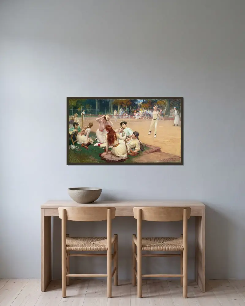Tennisklubb av Frederick Arthur Bridgman inramad på en vägg