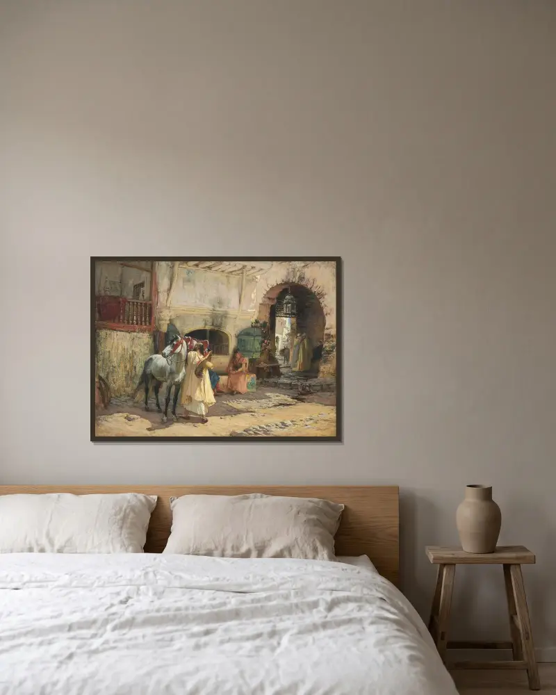 Ut på ridtur, Constantine, Algeriet av Frederick Arthur Bridgman inramad på en vägg