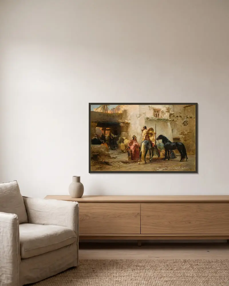 Gata i Algeriet av Frederick Arthur Bridgman inramad på en vägg