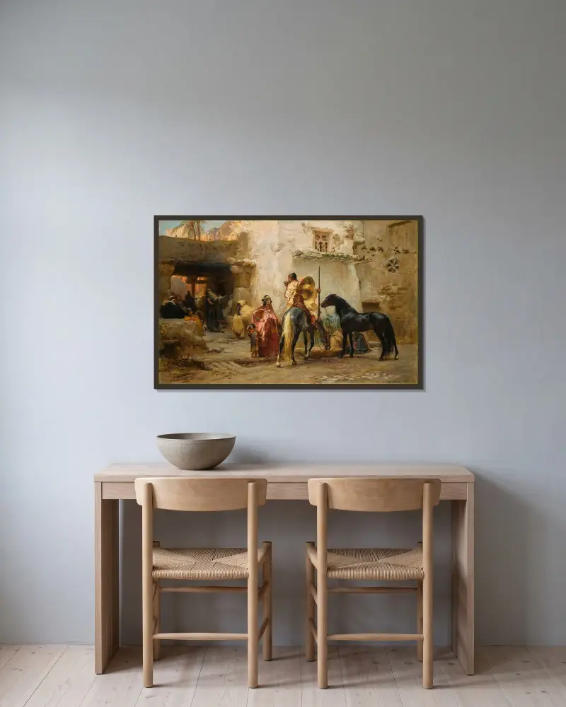 Gata i Algeriet av Frederick Arthur Bridgman inramad på en vägg